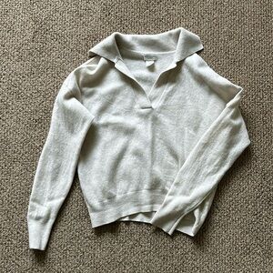 Cream cashmere polo sweater